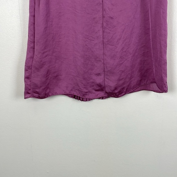 Lui Jo Jean Womens 40 Satin Feel Short Sleeve Pleated Front Zip Back Blouse - Picture 5 of 8